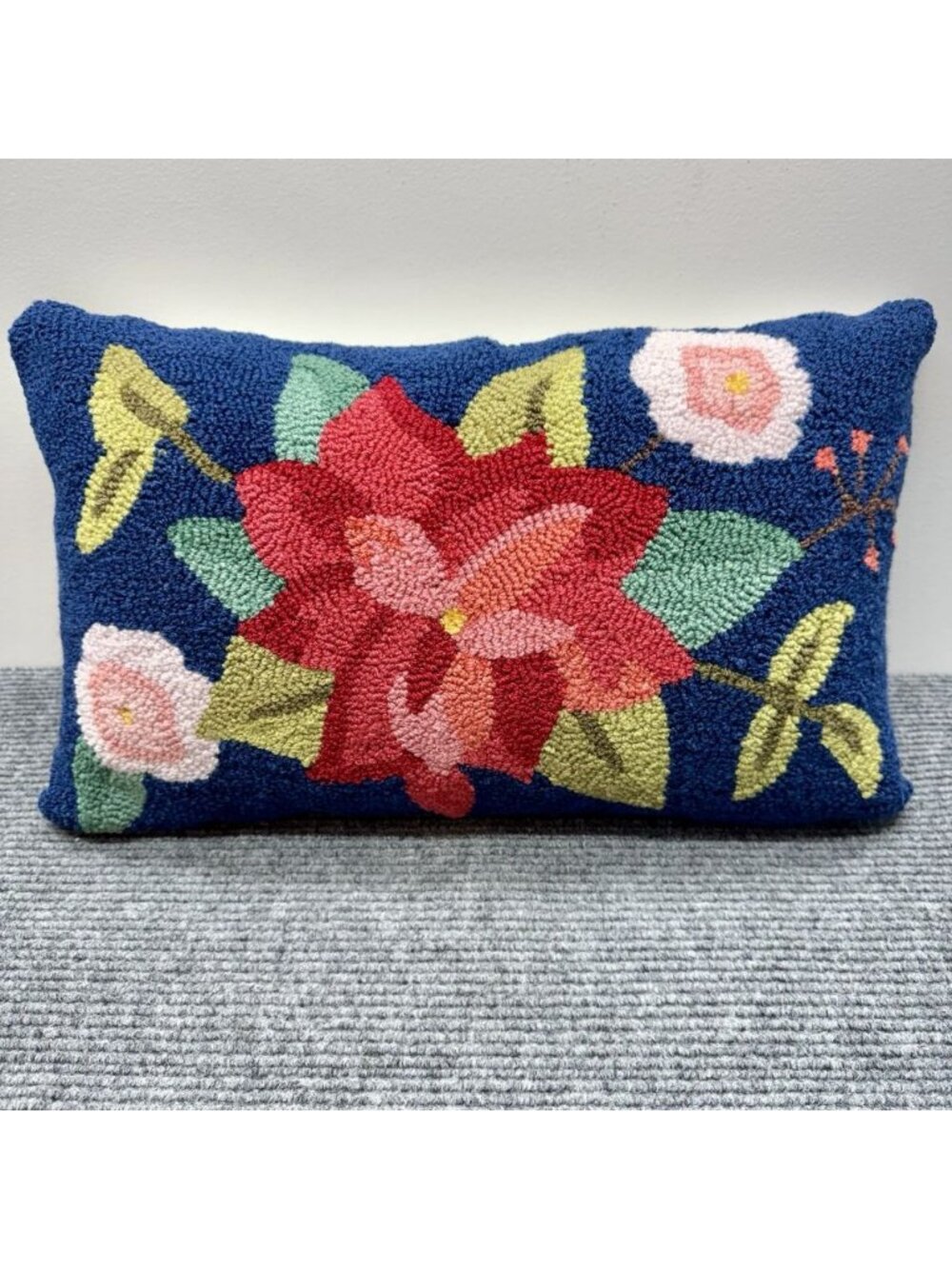 Loloi Pillow Floral Latch Hook Rectangle Needlework Textured Decorative Throw